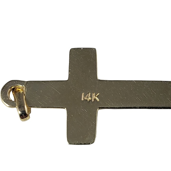 Vintage 14 Karat Yellow Gold Diamond Cross Pendant #13562 - Picture 3 of 5